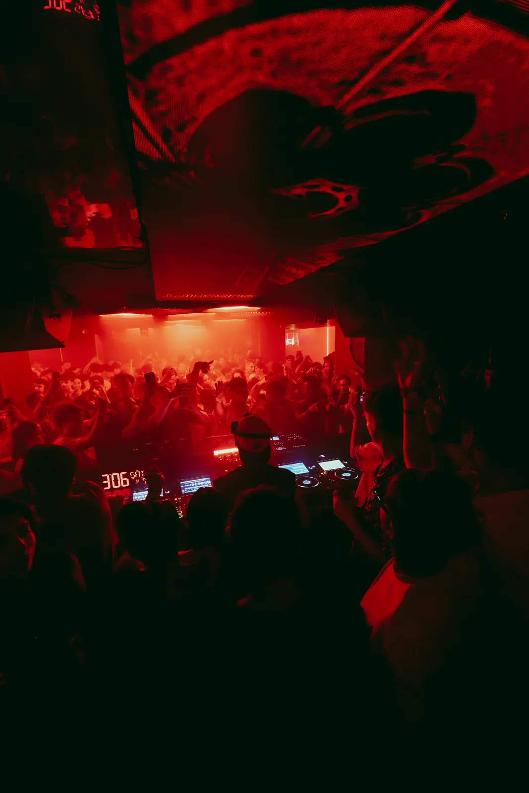 The crowd at Tantra under red light